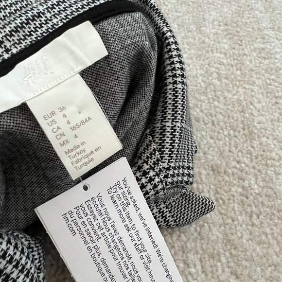 NWT H&M Glen Plaid Blazer Jacket 4 Knit Unlined Long - Picture 2 of 8